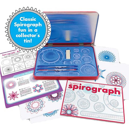 Juego de diseño de espirografía, kit de arte en espiral con kit de diseño clásico en una lata de coleccionista para niños a partir de 8 años
