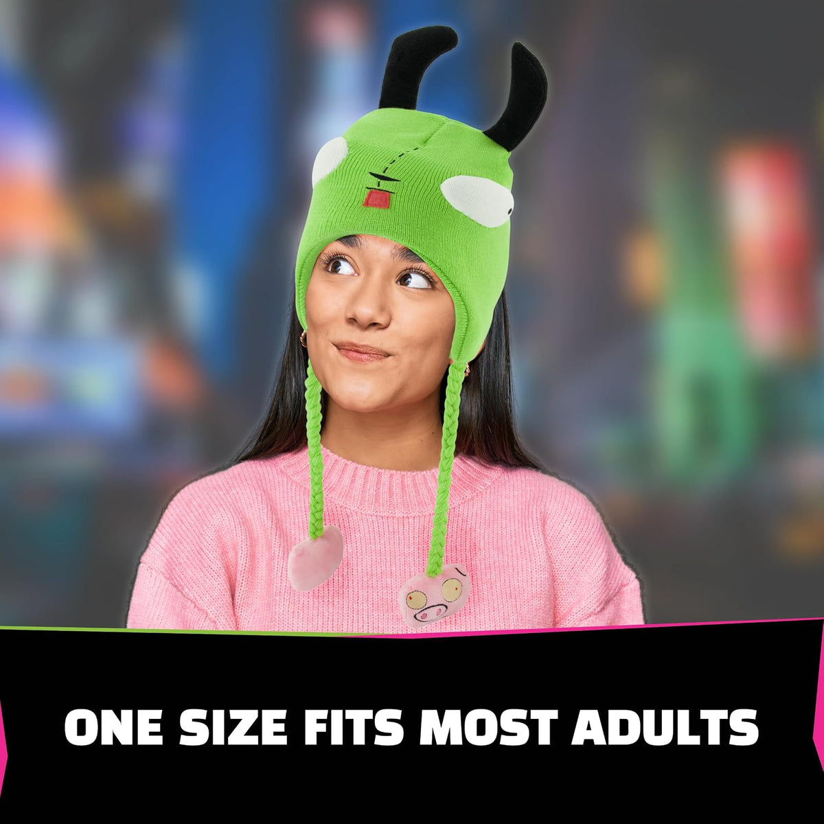 Invader Zim Beanie Hat, Gir Winter Knit Cap with Ears