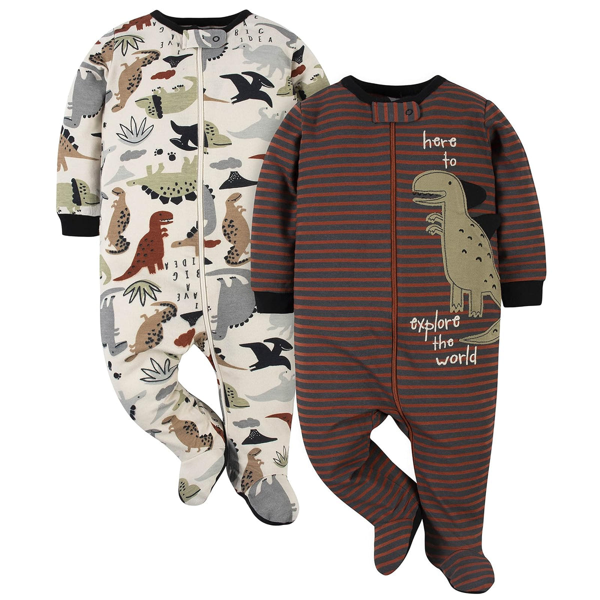 Gerber Paquete de 2 Pijamas con Pies para Bebés Niñas - Rojo - 0-3 Meses