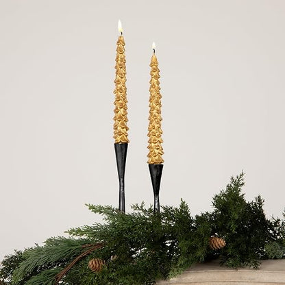 Creative Co-Op - Velas cónicas sin aroma en forma de árbol, color dorado, en caja de 2
