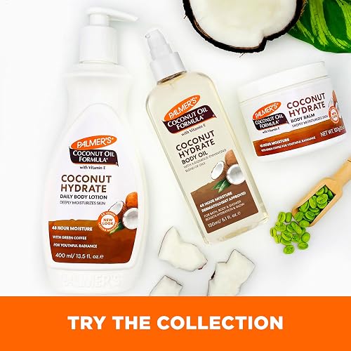 Palmer's Coconut Oil Formula Body Oil - Aceite Corporal Hidratante Coco con Extracto de Café Verde, Absorción Instantánea, Aceite para Baño, Cuerpo y Ducha, 150ml