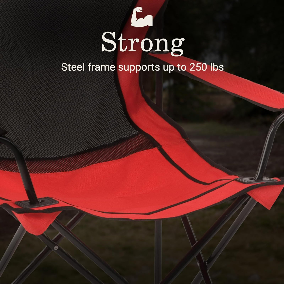 Coleman Silla Quad - Silla de Camping Plegable de Malla con Portavasos y Respaldo de Malla de Nailon, Color Rojo,