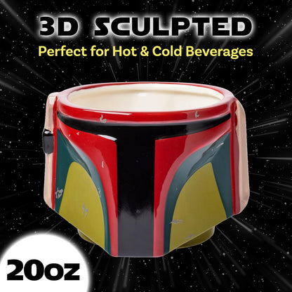 Silver Buffalo Star Wars Boba Fett's - Casco con cicatrices de batalla de cerámica 3D esculpida taza, 20 onzas