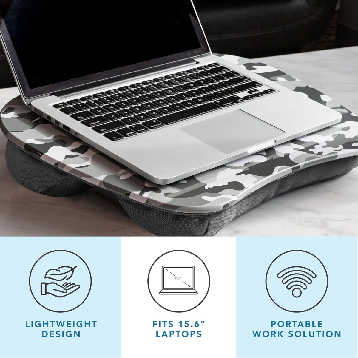 LAPGEAR MyStyle - computadora portátil con cojín - Camo gris - Se adapta a portátiles de hasta 15.6 pulgadas - Estilo No. 45325