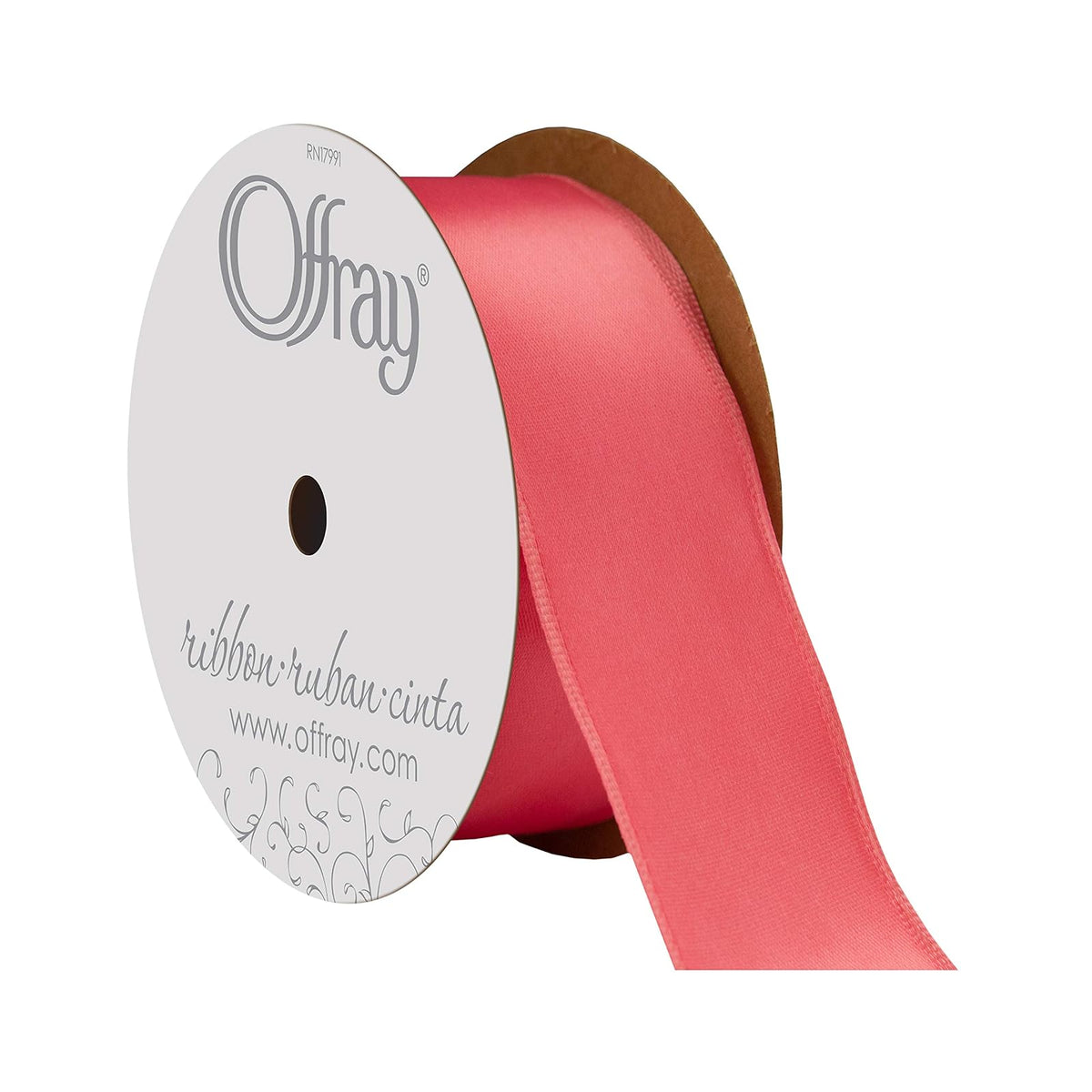 Berwick Offray - Cinta de satén de una cara de 1.5 pulgadas, color rosa coral, 25 yardas