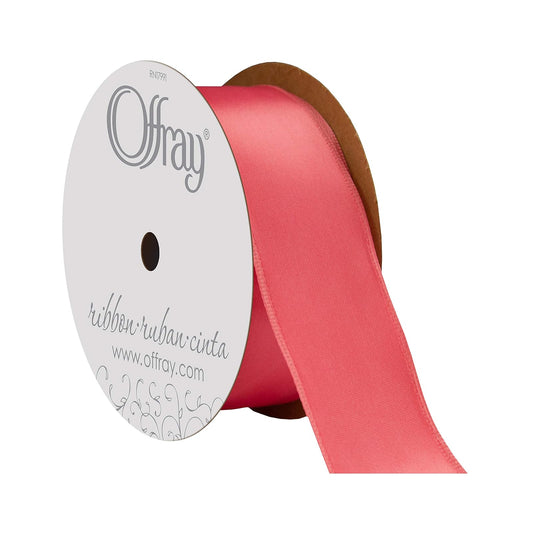 Berwick Offray - Cinta de satén de una cara de 1.5 pulgadas, color rosa coral, 25 yardas