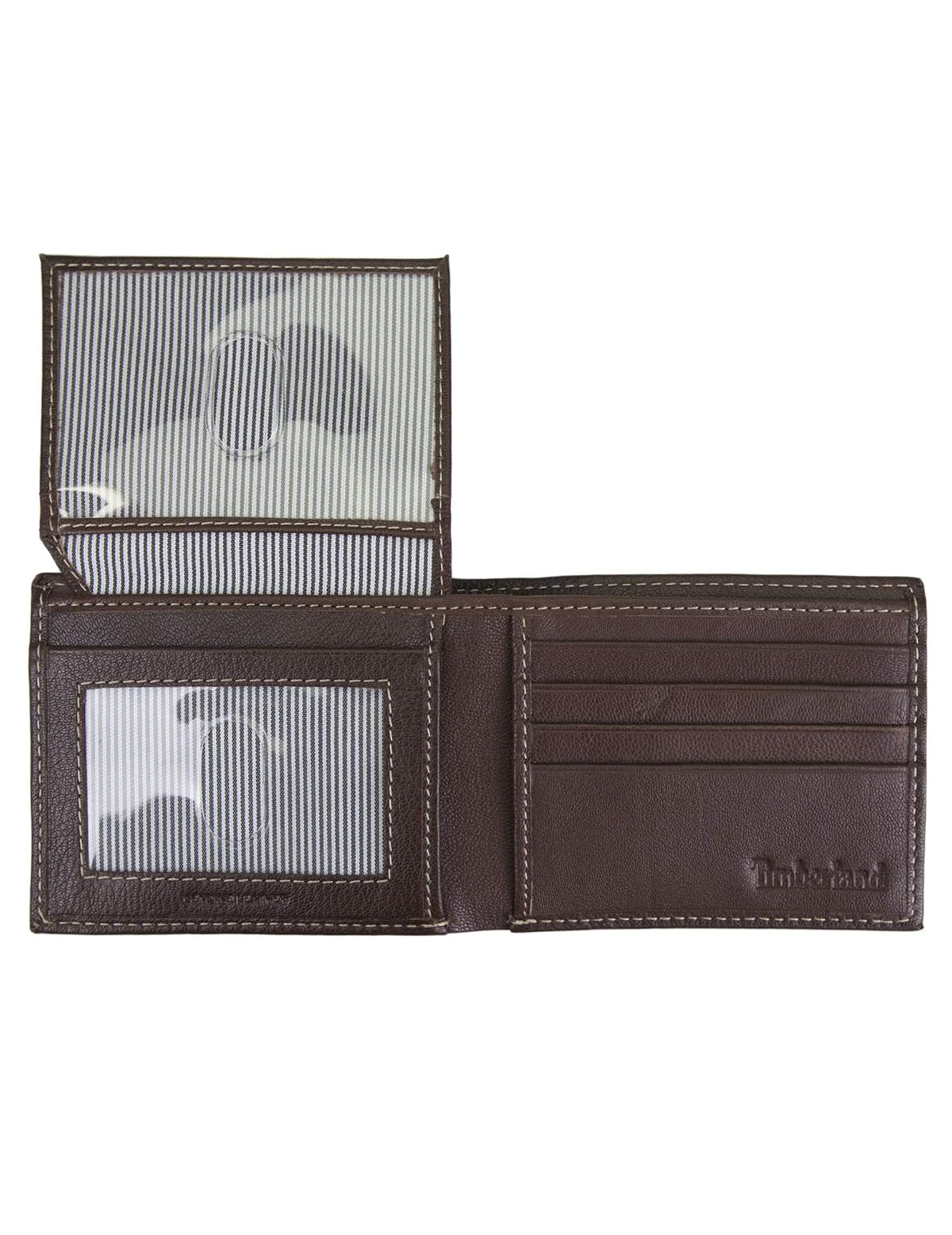 Timberland - Billetera de Cuero Genuino para Hombre - Elegantemente Sofisticado - Negro - Delgado - 7 Compartimentos - 4 Ranuras para Tarjetas - Ventana de Identificación - Sin Cierre
