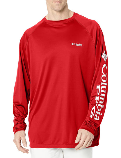 Columbia PFG Terminal Tackle Camisa Manga Larga Hombre - G - Logo rojo y blanco.