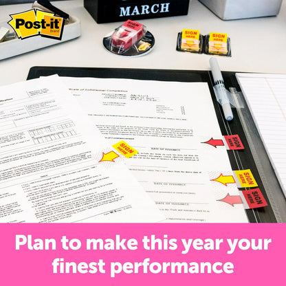 Post-it Flags, "Sign Here", Yellow, 1-Inch Wide, 200/Dispenser (680-HVSH)