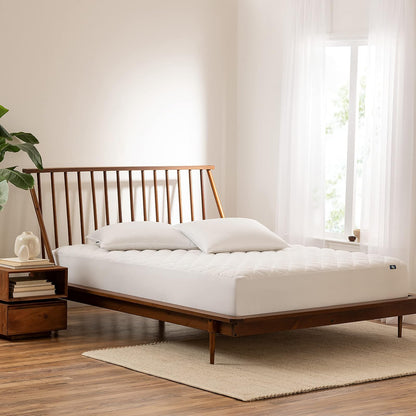 Serta Power Clean Protector de colchón Acolchado Suave e Impermeable con Bolsillo Profundo de 15 Pulgadas, Individual XL, Blanco