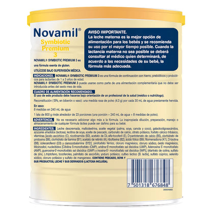 NOVAMIL - Symbiotic Premium Etapa 3, de 1 a 3 años de edad, bote con 800g