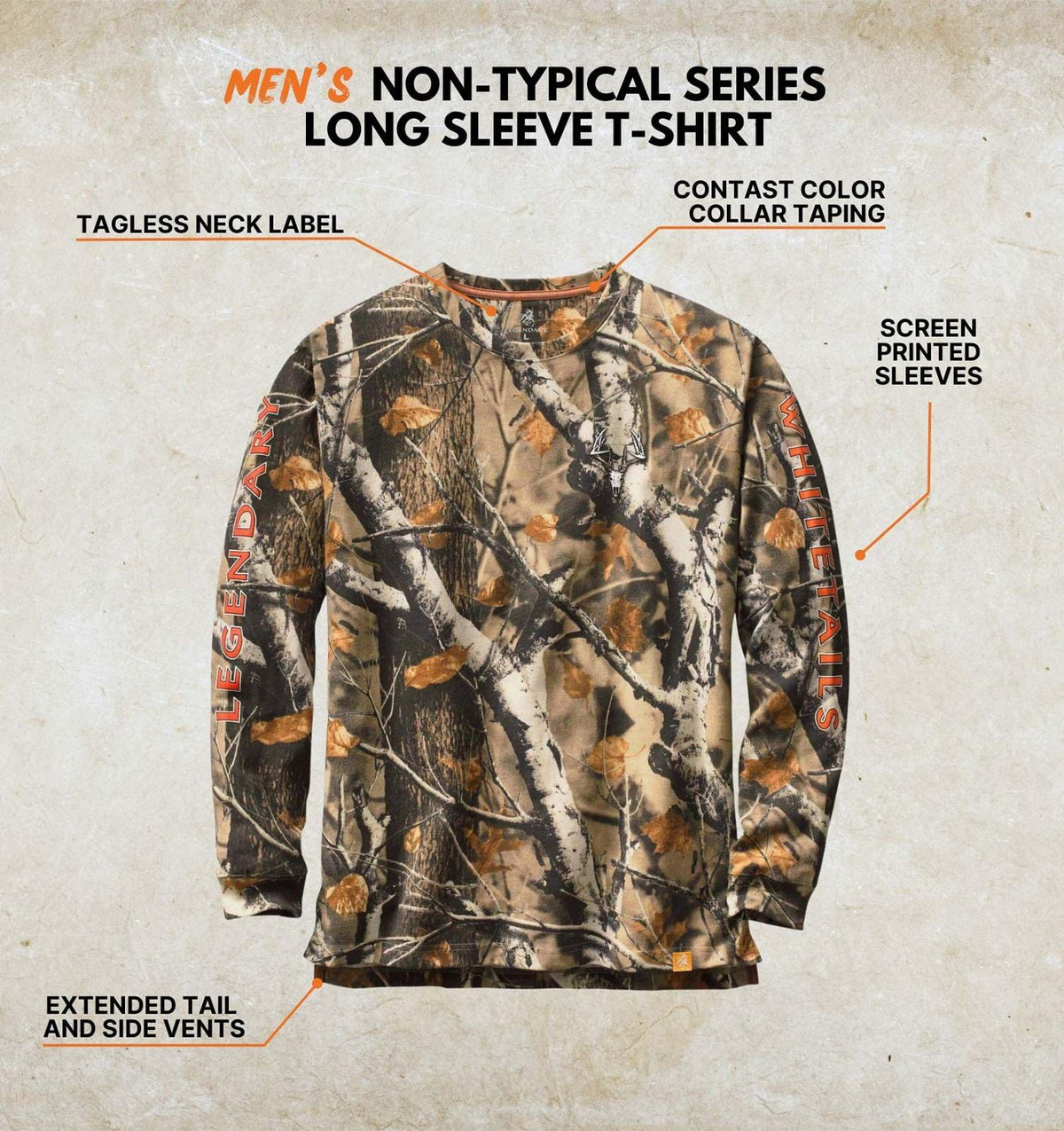 Legendary Whitetails Playera de Manga Larga no típica De Manga Larga para Hombre
