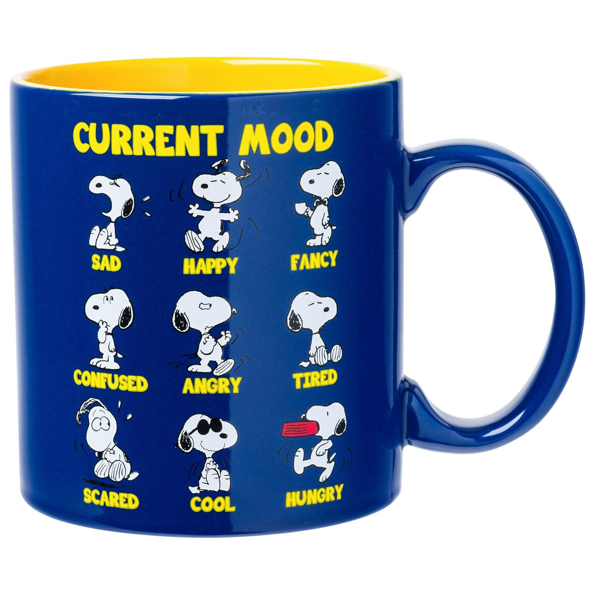 Silver Buffalo Peanuts Snoopy Moods Taza de cerámica de 20 onzas