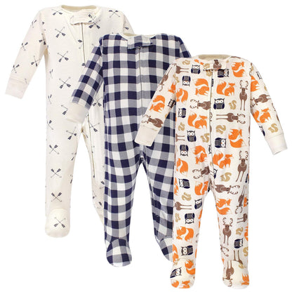 Hudson Baby Bebé algodón Dormir y Jugar - Prematuro - Forest 3 Pack