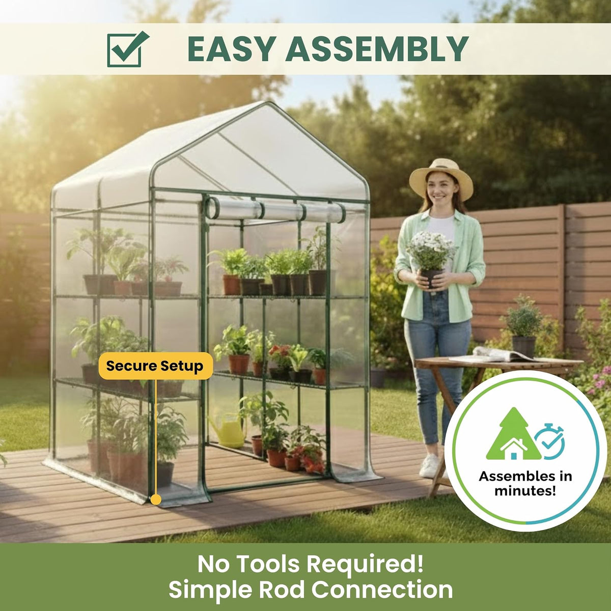 Home-Complete - Invernadero a ras de suelo, interior y exterior con 8 estantes resistentes, para cultivar plantas, plántulas, hierbas o flores en cualquier estación del año, estante de jardinería