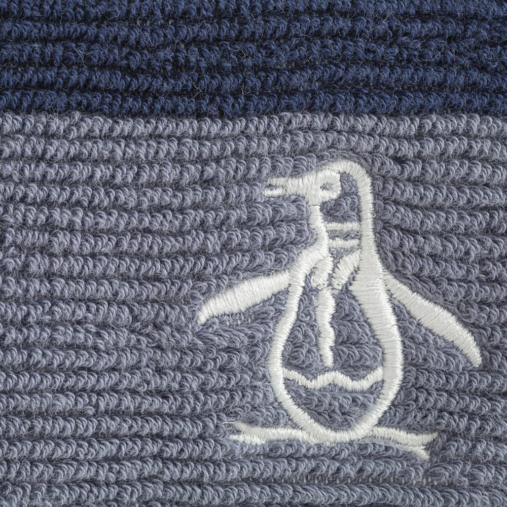 The Original Penguin, Toalla de Algodón en Medio Baño, blancos con rayado en tonos Azules y Grises, Breaker.