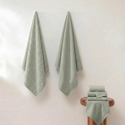 Modern Threads - Juego de 6 Piezas, 2 Toallas de baño, 2 Toallas de Mano, 2 paños de Toalla teñidos con Diamante, Color Verde