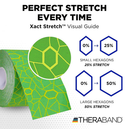 TheraBand – Banda de kinesiología con indicador XactStretch para un Estiramiento y aplicación perfectos, la Mejor en su Clase en adhesión, Resistente al Agua, Rollo de 5,1 cm x 5 m