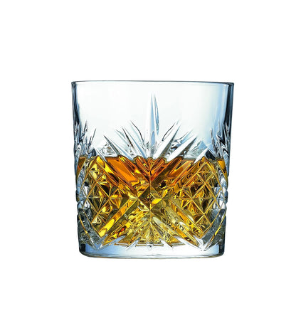Luminarc Eugene - Juego de 6 Vasos de Vidrio de 300 ml Estilo Cristal Cortado, Ideales para Whisky y otras Bebidas