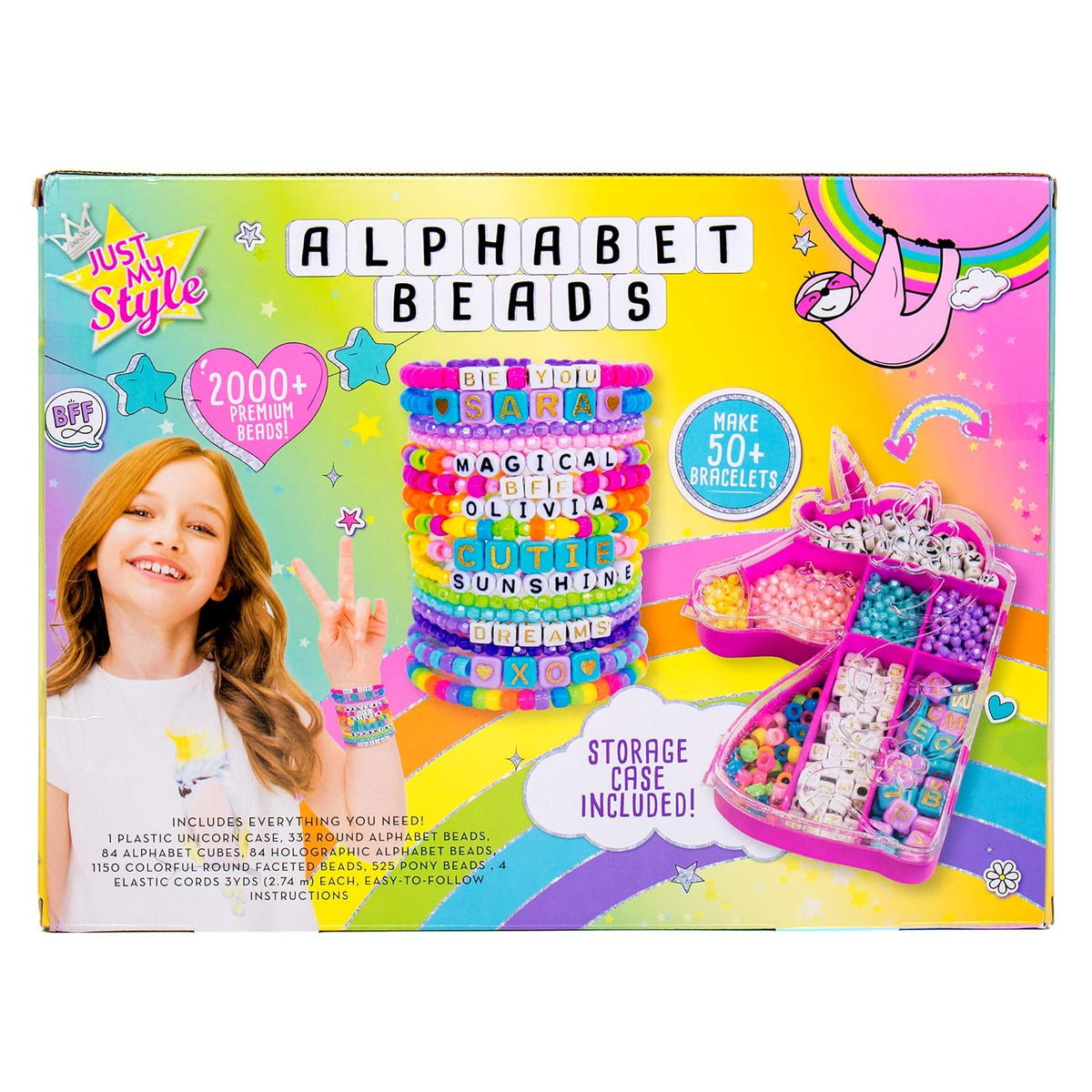 Alphabet Beads Bracelet Making Studio, Make 50+ Custom Bracelets With Over 2000+ Premium Beads, Includes Storage Case & Project Instructions, DIY Bracelet Making Kit