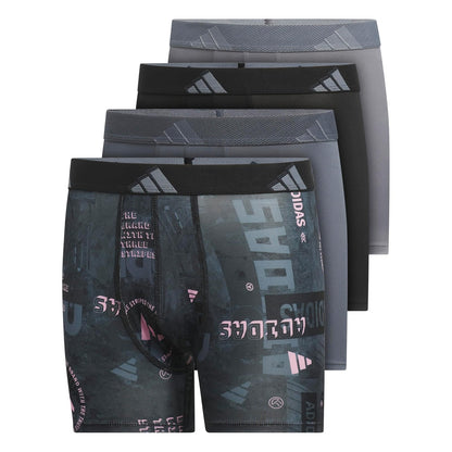 Adidas Youth Microfiber Graphic 4-Pack Boxer Brief Calzoncillos Tipo Calzones Niños - XL - Mezcla de escalado Negro-Rosa Verdadero - Gris Onix - Negro