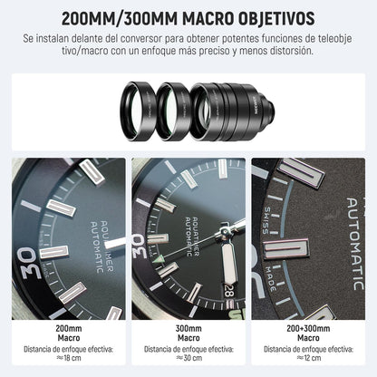 NEEWER - Convertidor 2X con Lentes Macro de 200 mm y 300 mm para cámara de teléfono, Lente de teleobjetivo, 7 Elementos en 5 Grupos, Rosca de 17 mm Compatible con iPhone, Android, Samsung, Xiaomi