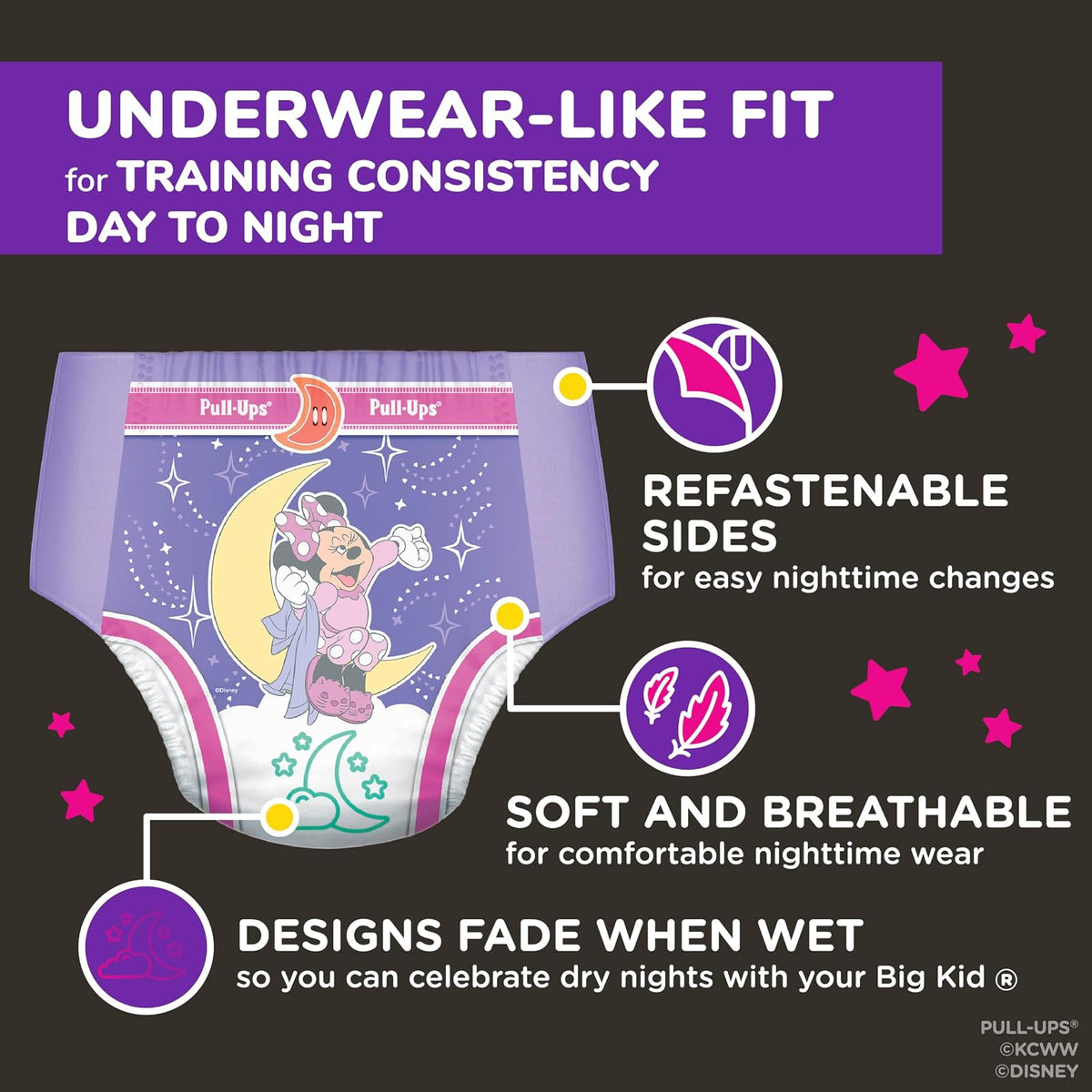 Pull-Ups Night Time - Pantalones de entrenamiento para niña, 2T-3T, 68 unidades
