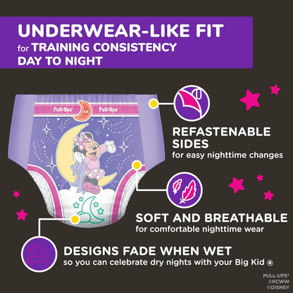 Pull-Ups Night Time - Pantalones de entrenamiento para niña, 2T-3T, 68 unidades