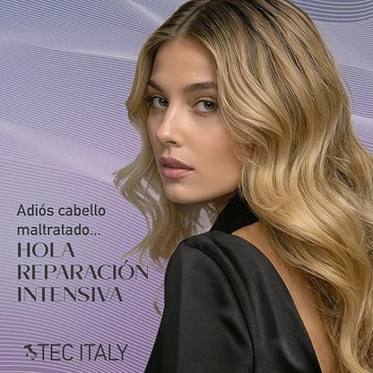 TEC ITALY Due Faccetta Massimo Tratamiento para Cabello Decolorado 300 ml | Repara e hidrata cabello decolorado o sobreprocesado. Regula la porosidad y facilita el desenredo. Con protección UV.