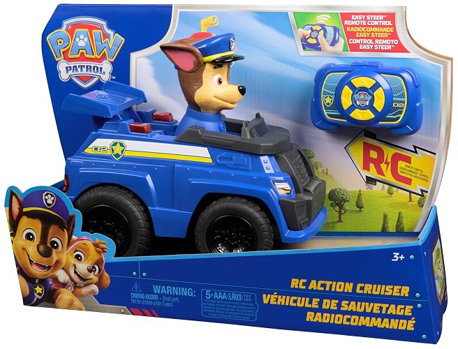 La patrulla canina, automóvil patrulla por control remoto de Chase, automóvil por control remoto con luces led y control fácil de manejar, juguetes de imitación para niños y niñas a partir de 3 años