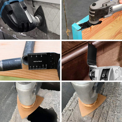 Protoiya - 87 cuchillas oscilantes para herramientas de madera, metal, plástico, de liberación rápida, multiherramienta oscilante, accesorios con papel de lija compatible con Dewalt, Milwaukee,