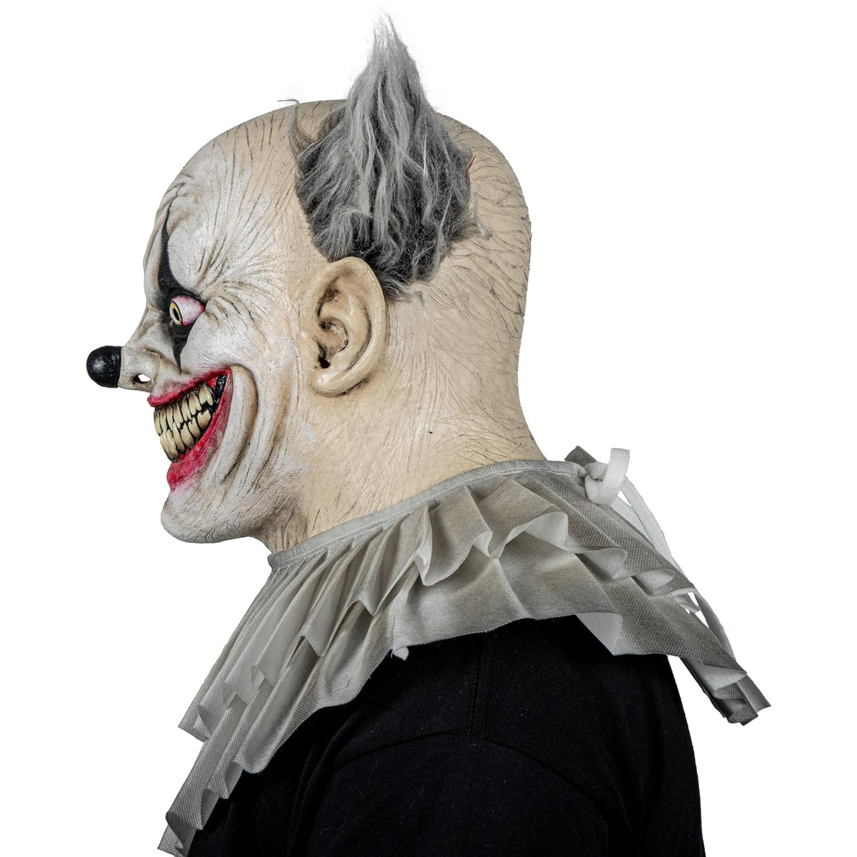 REV Máscara de Látex Clown Smiles con Cuello, Máscara Realista de Payaso Sonriente Talla Mediana para Halloween, Cosplay y Fiestas de Terror