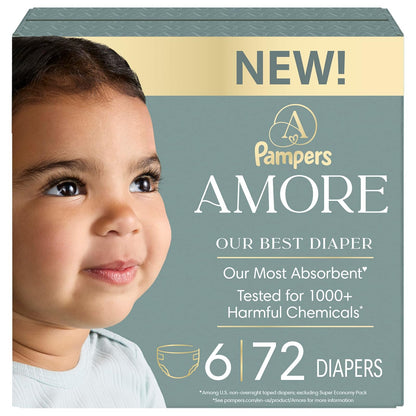 Pampers Amore Pañales Desechables, Hipoalergénicos y Sin Fragancia - Size 6 - 72