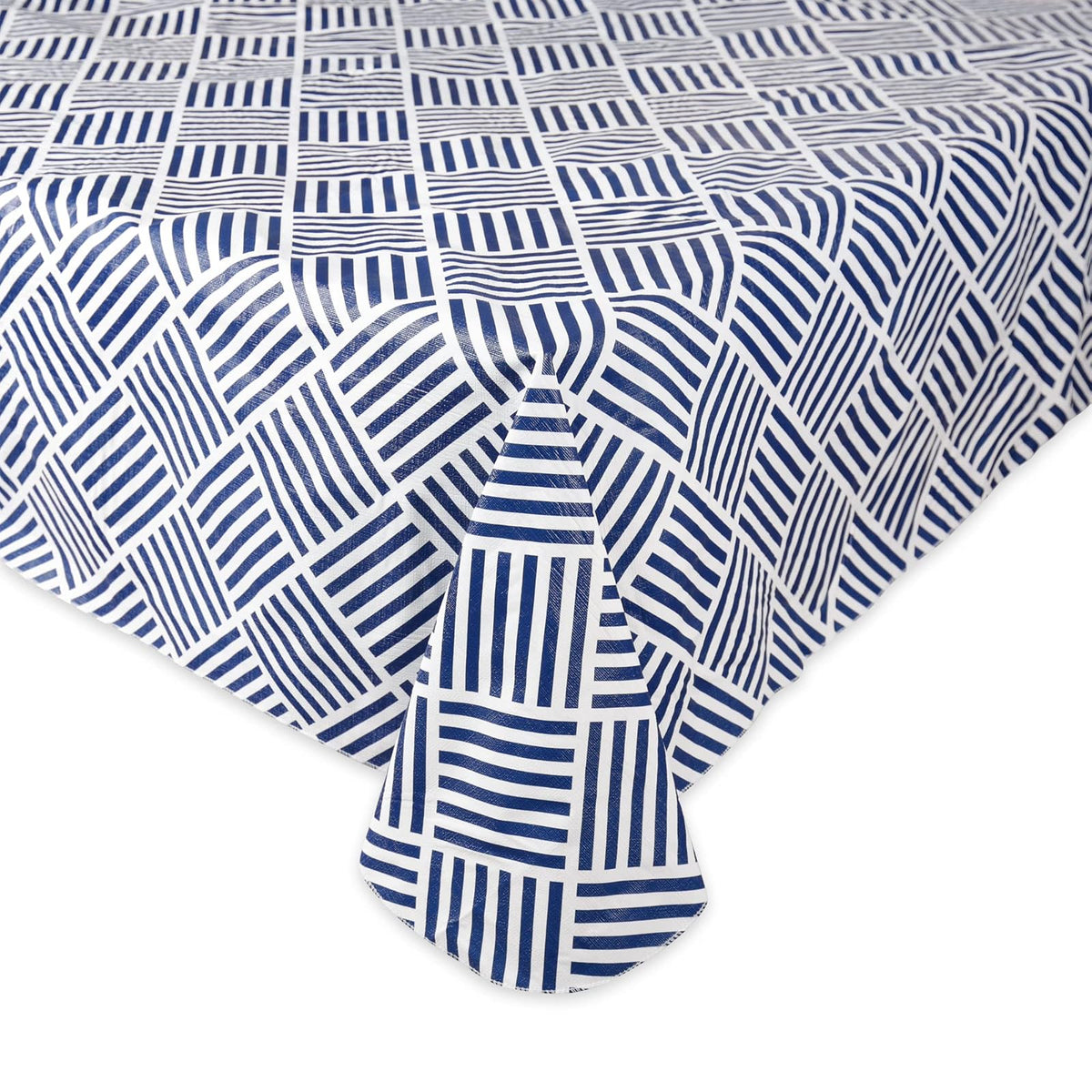 Mantel de Vinilo Impermeable a Prueba de derrames, Perfecto para Todas Las Estaciones, Interior, picnics al Aire Libre, Fiestas improvisadas o para el Uso Diario, Azul Marino(Navy Grid), 60x102, 1
