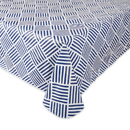 Mantel de Vinilo Impermeable a Prueba de derrames, Perfecto para Todas Las Estaciones, Interior, picnics al Aire Libre, Fiestas improvisadas o para el Uso Diario, Azul Marino(Navy Grid), 60x102, 1