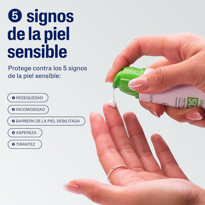 Cetaphil Hidratante Facial Diario FPS 50 Piel Sensible Mixta Grasa 50 ml | Hidrata hasta 8 h, protege contra rayos UVA/UVB y ayuda a prevenir daño por radicales libres con vitamina E y glicerina.