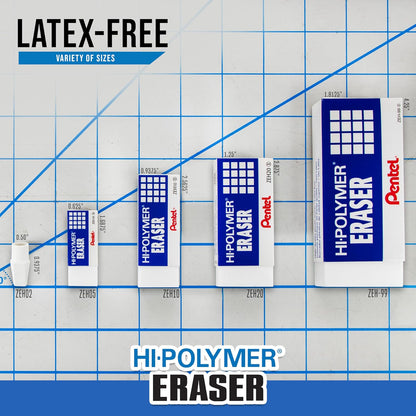Pentel Hi-Polymer Block Eraser, Large, White, Pack of 10 (ZEH10PC10)