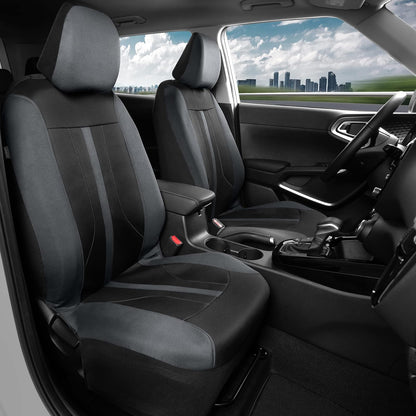 Motor Trend - Fundas de Asiento de Automóvil de Tela Gris para Asientos Delanteros, Fundas de Asiento de cubeta de automóvil de Alta Calidad, Hechas para vehículos con reposacabezas extraíbles, Fundas