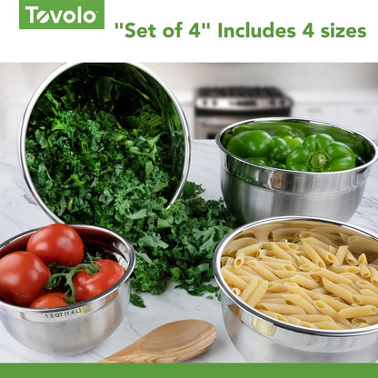 Tovolo Tazón profundo para mezclar, con sello hermético, acero inoxidable, juego de 3, 7.5 Quart, 1, 1