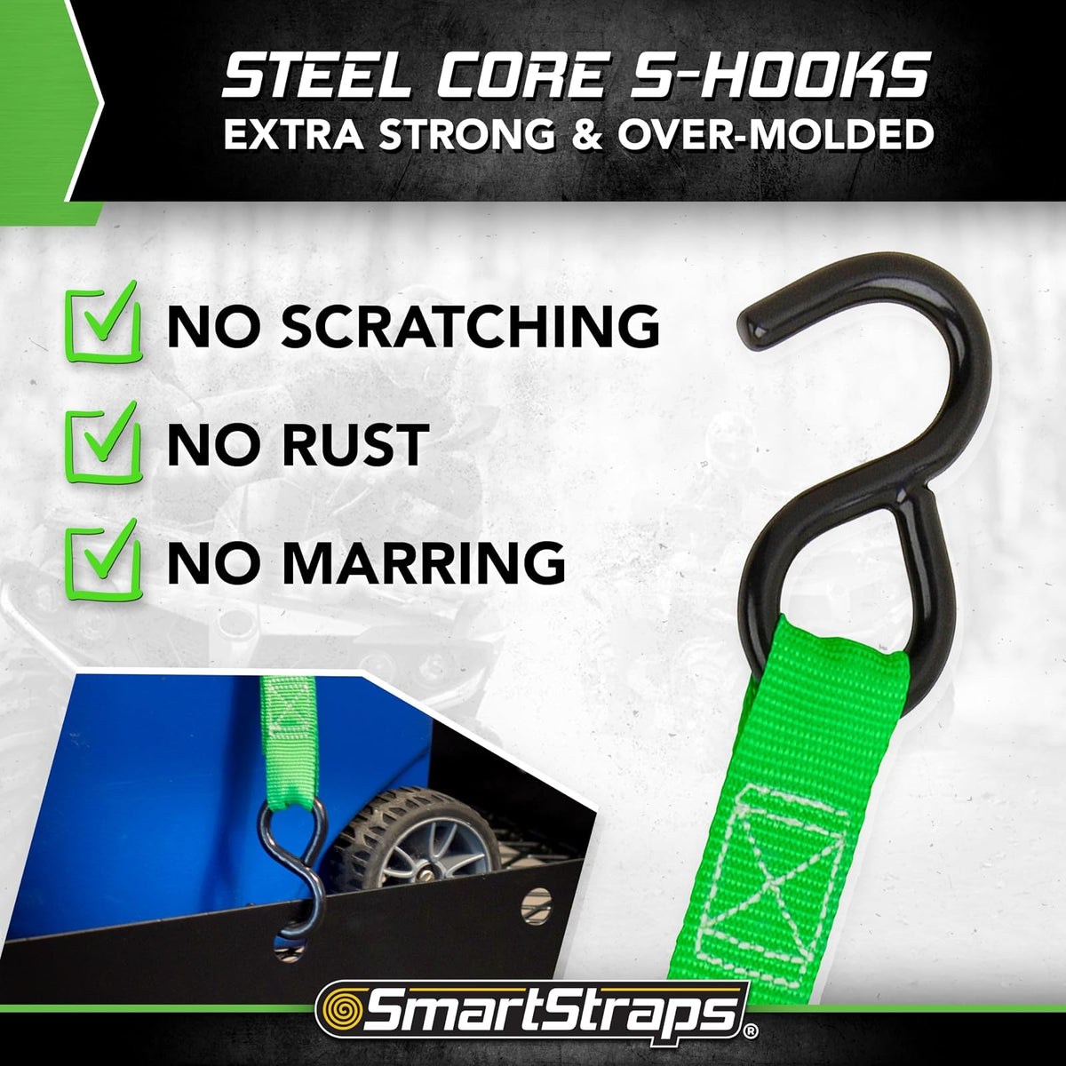 SMARTSTRAPS - Correas de Amarre de cambuckle de 6 pies, Paquete de 2, 0,544 | Correas de hebilla de leva de liberación rápida, carga de trabajo segura de 400 libras, lazos de amarre suaves – motos de