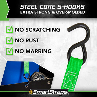 SMARTSTRAPS - Correas de Amarre de cambuckle de 6 pies, Paquete de 2, 0,544 | Correas de hebilla de leva de liberación rápida, carga de trabajo segura de 400 libras, lazos de amarre suaves – motos de
