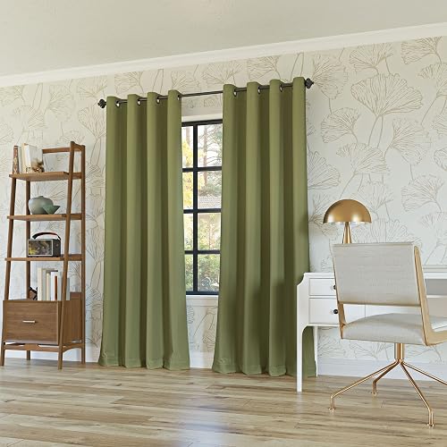 Sun Zero Nordic - Paquete de 2 Cortinas Opacas con Ojales de Grado Teatro, 132 x 213 cm, Color Verde Salvia