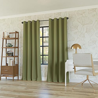 Sun Zero Nordic - Paquete de 2 Cortinas Opacas con Ojales de Grado Teatro, 132 x 213 cm, Color Verde Salvia