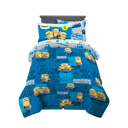 Franco Pokémon Juego de Ropa de Cama, 7 Piezas, Tamaño Matrimonial - 5 Piece Twin Size - Minions el ascenso de Gru