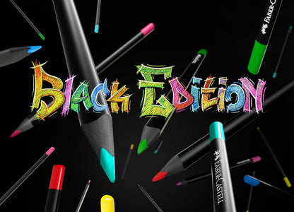 Faber-Castell Colores Supersoft Black Edition con 100 Diferentes Colores, cuenta con una mina supersuave y con una pigmentación fuerte resaltando tonos intensos sobre cualquier tipo de papel