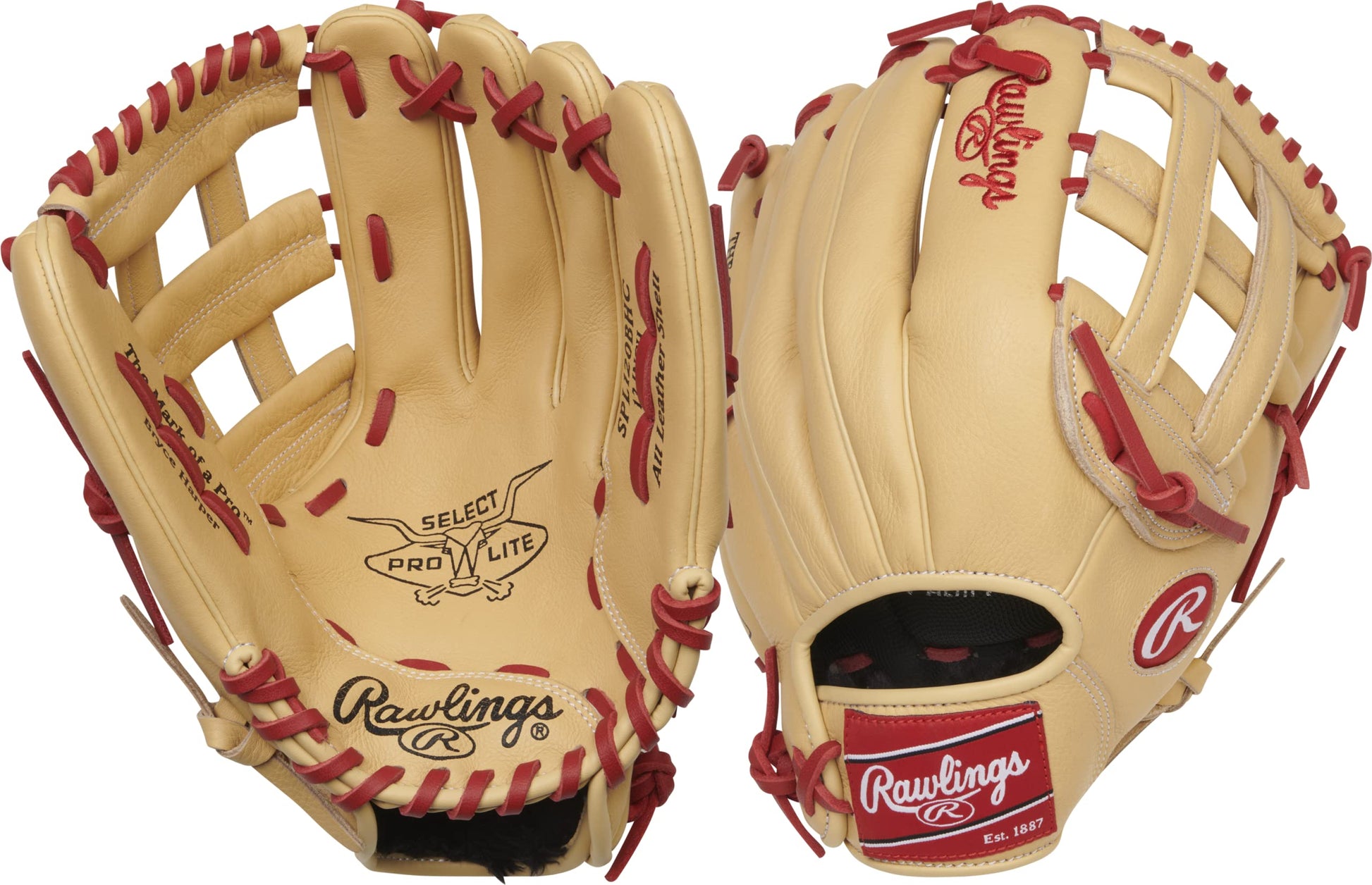 Rawlings | Select Pro Lite Guantes de béisbol Juveniles | Modelo Bryce Harper | Pro H-Web | 12 Pulgadas | Tiro a Mano Derecha