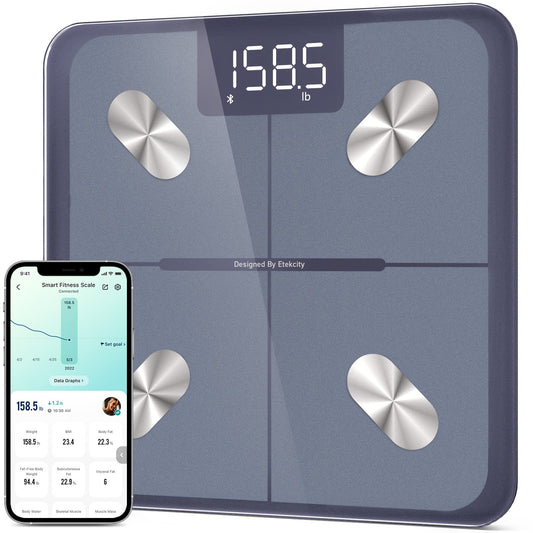 Etekcity Báscula Inteligente Vidrio Templado Bluetooth 180 kg