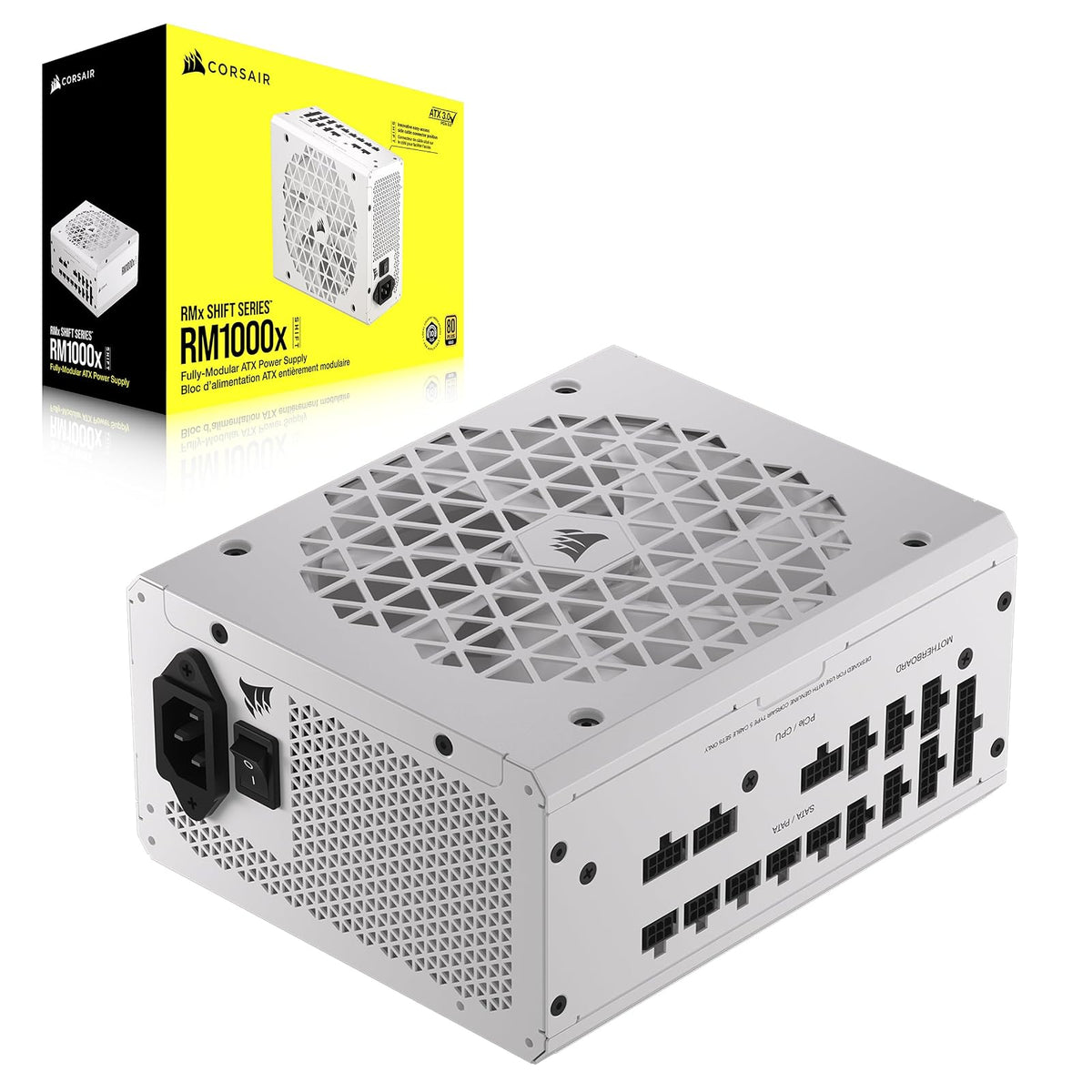 Corsair RMx Shift – Fuente de Poder ATX Modular 80 Plus Gold, Blanco - RMx Shift (ATX 3.0 y PCIe 5.0) - 1000 Watts - Blanco