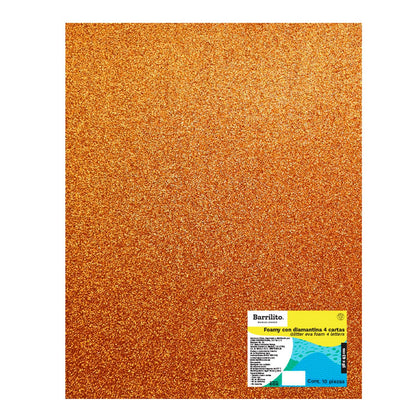 Barrilito Foamy Diamantinado. Tamaño 4 Cartas. 56x43cm. Oro. FD4C013