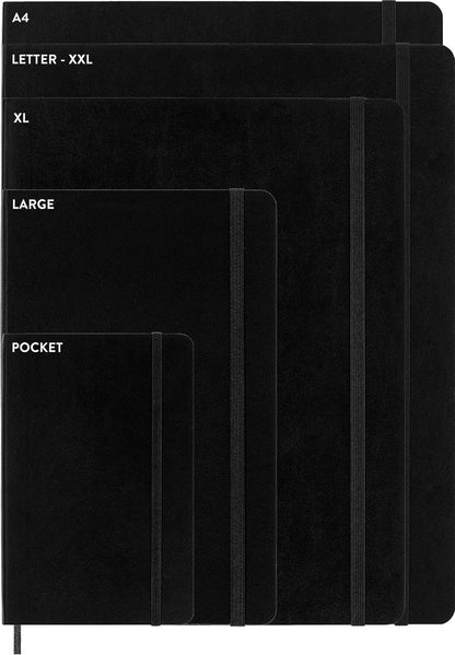Moleskine Suave tamaño de bolsillo, cuaderno llano: en blanco. Con bolsillo plegable para notas. Cierre de banda elástica